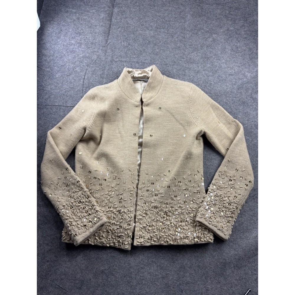 Liz Claiborne Cardigan Sweater Women S Textured Knit Sequin Old Money Classy VTG